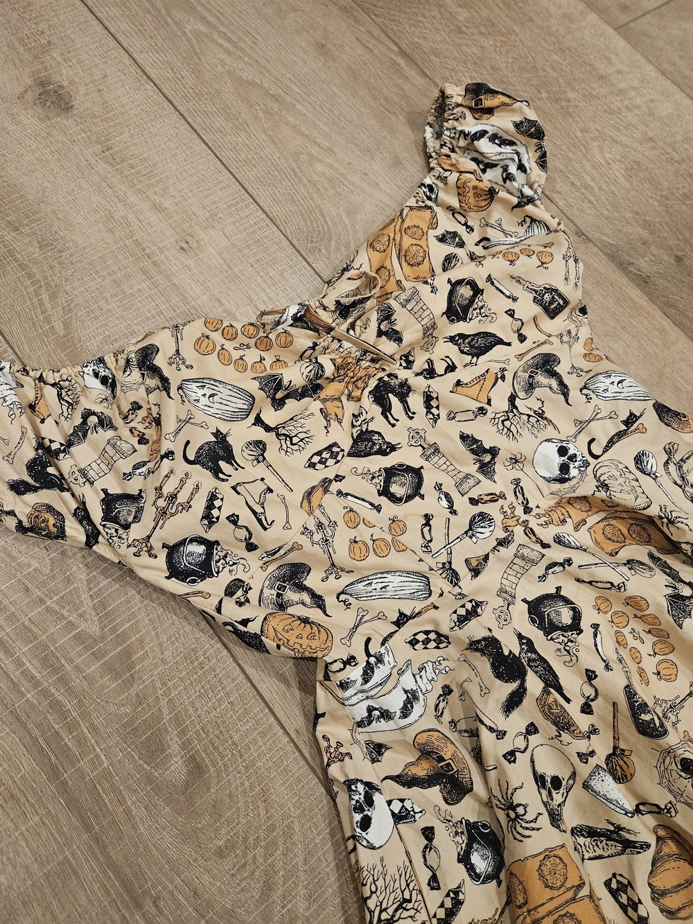 Magnolia Place Halloween Dress Womens M Black Cat Skull Pumpkin Witchy Gothic